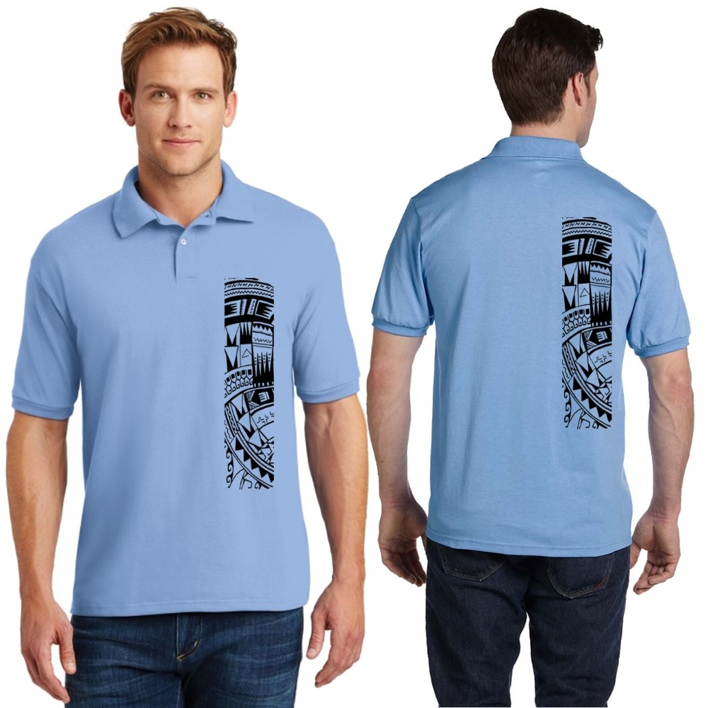 Heavy Weight Polo Sport Shirt Samoan Tattoo Print